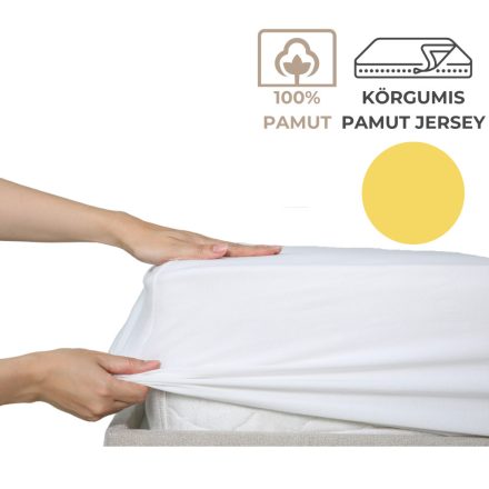 Lepedő - 180-200x200 - pamut jersey (135g), körgumis lepedő - Citromsárga