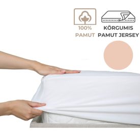   Lepedő - 90-100x200 - pamut jersey (135g), körgumis - Halványrózsaszín