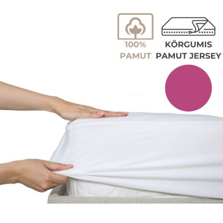Lepedő - 180-200x200 - pamut jersey (135g), körgumis - Magenta