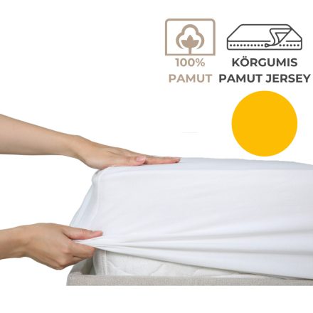 90-100x200 pamut jersey körgumis lepedő - Napsárga