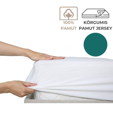 Lepedő - 180-200x200 - pamut jersey (135g), körgumis - Petrol