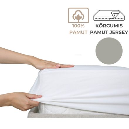 Lepedő - 180-200x200 - pamut jersey (135g), körgumis - Pasztelszürke