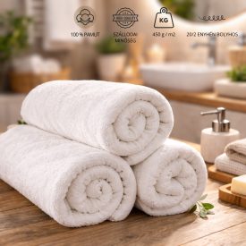   Frottír törölköző - 1 db -  30x30 cm - fehér - enyhén bolyhos - 20/2 - szálloda minőség 
