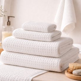   Darázsmintás törölköző - 1db - 50x100 cm - fehér - szálloda minőség 