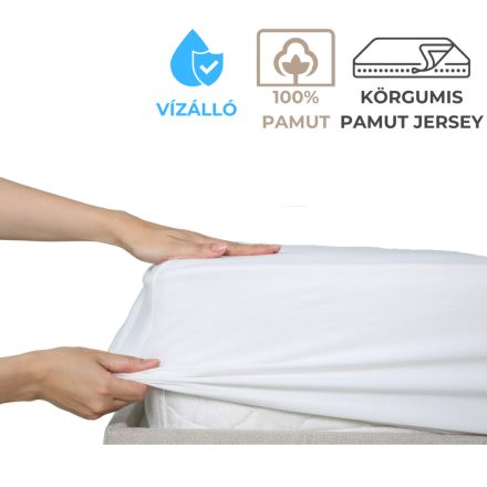 100x200 vízhatlan körgumis pamut jersey matracvédő gumilepedő, inkontinencia lepedő