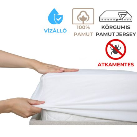 90x200 ATKAMENTES vízhatlan körgumis pamut jersey matracvédő gumilepedő, inkontinencia lepedő